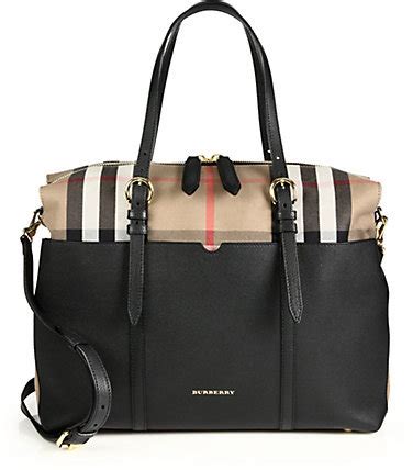 burberry mason leather & check baby bag|Burberry Mason Check.